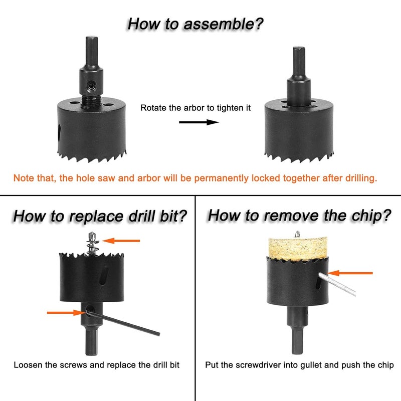 VIKITON 2-1/2 Inch Hole Saw with Arbor for Wood Metal Plastic, 2.5 in Bimetal Hole Cutter, Fast Chip Removal, Smooth Flat Drilling Edge, Lightweight & Portable (Black) - Image 5